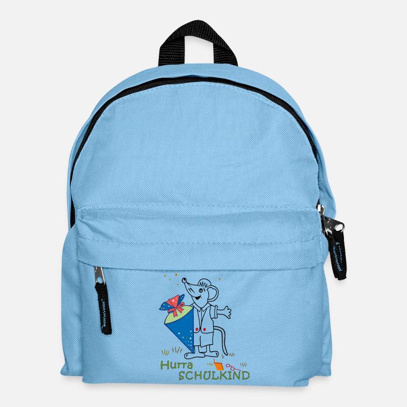 Hurra Schulkind Maus mit Zuckertüte - Kinder Rucksack - Hellblau