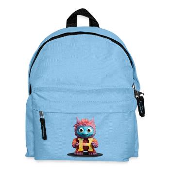 Zurück in die Schule. Alphabet Buchstabe H zartes Kuscheltier - Kinder Rucksack - Hellblau - Vorne