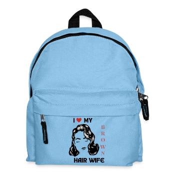 I love my wife with brown hair - Kids' Backpack - light blue - Front