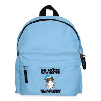 Müde Spruch Verschlafen Schlafen Ausschlafen Faul - Kinder Rucksack - Hellblau - Vorne
