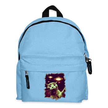 Funny Cut Out 3D Cat Selfie UFO Behind - Kids' Backpack - light blue - Front