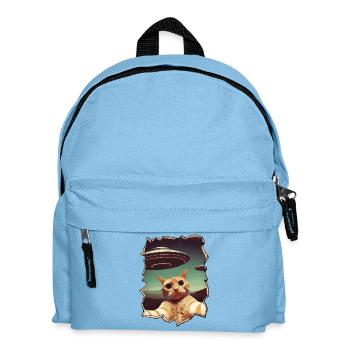 Lustiger ausgeschnittener Katzen-Selfie-UFO-3D-Effekt - Kinder Rucksack - Hellblau - Vorne