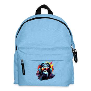DJ Affe Kopfhörer Sonnenbrille Musik Party Affen - Kinder Rucksack - Hellblau - Vorne