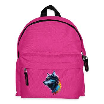 Regenbogen-Aquarell Wolf Spritzt - Kinder Rucksack - Fuchsia - Vorne