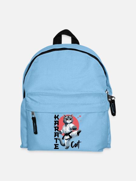 Karate Cat – Lustige Katze Kampfsport Design - Kinder Rucksack - Hellblau