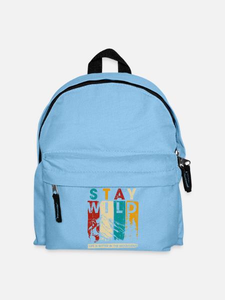 Stay Wild Mountain Graphic - Kids' Backpack - light blue