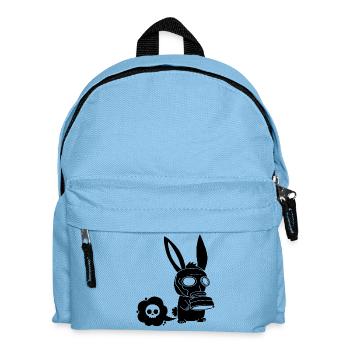 Furzendes schwarzes Kaninchen - Kinder Rucksack - Hellblau - Vorne