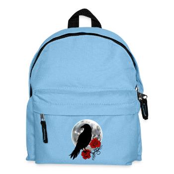Black Raven Red Roses Full Moon - Kids' Backpack - light blue - Front
