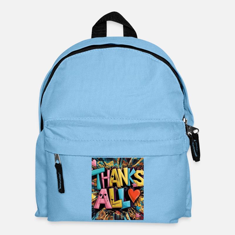 Graffiti-Stil Dankeschön-Herz-Design - Kinder Rucksack - Hellblau