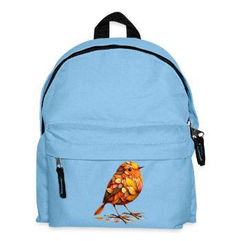 Ein Vogel ,gestaltet aus verschiedenen Blättern - Kinder Rucksack - Hellblau - Vorne