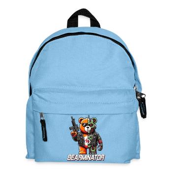 Bearminator Lustiger Cyborg Teddybär Design - Kinder Rucksack - Hellblau - Vorne