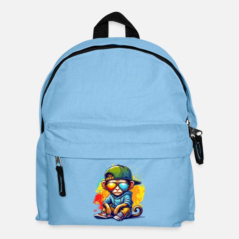Cool Hip Hop Monkey with Sunglasses Graffiti Style - Kids' Backpack - light blue