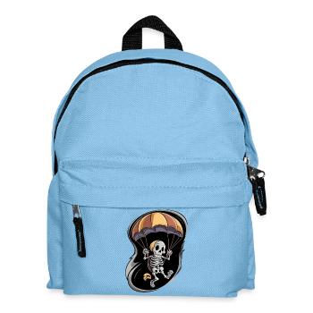 Besonderes Skelett mit Regenschirm und Christi Himmelfahrt - Kinder Rucksack - Hellblau - Vorne