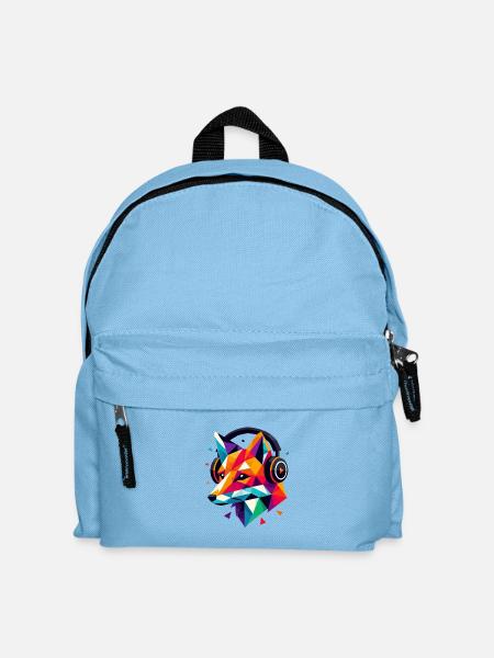 Geometric polygon DJ Fox Headphones Colorful Art - Kids' Backpack - light blue