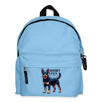 Lancashire Heeler kurze Beine Spruch Geschenkidee - Kinder Rucksack - Hellblau - Vorne