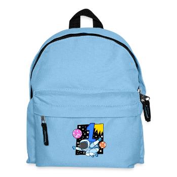 Zahl 1 Nummer Eins - Astronaut Motiv - Kinder Rucksack - Hellblau - Vorne