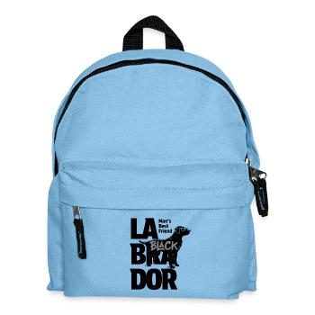 Black Brush Schrift mit Labrador Silhouetten - Kinder Rucksack - Hellblau - Vorne