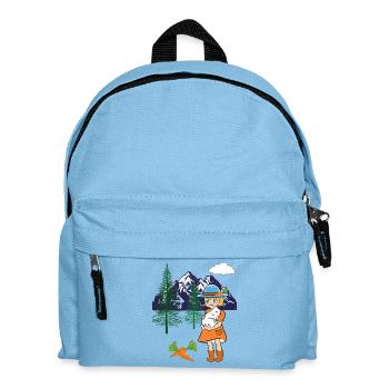 Frohe Ostern Mädchen Hase Kaninchen Rüben Berge - Kinder Rucksack - Hellblau - Vorne