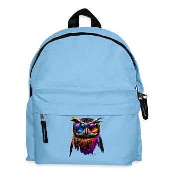 Eule Bunt Regenbogen Farben Kauz Uhu Owl Eulen - Kinder Rucksack - Hellblau - Vorne
