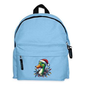 Canard drôle de Noël avec des guirlandes lumineuses - Sac à dos Enfant - bleu clair - Devant