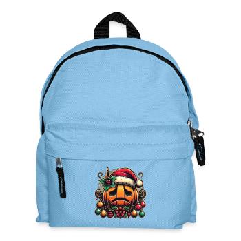 Trauriger Kürbis Mit Weihnachtsmütze - Kinder Rucksack - Hellblau - Vorne