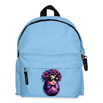 Russian Girl Matryoshka Moscow with Sunglasses - Kids' Backpack - light blue - Front
