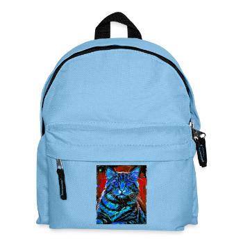 Cat Portrait Head - Kids' Backpack - light blue - Front