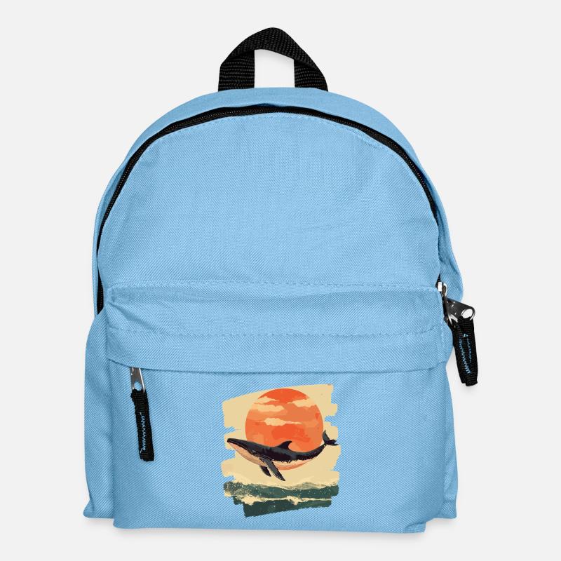 Baleine Rétro - Sac à dos Enfant - bleu clair