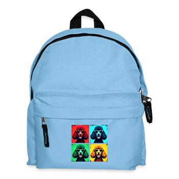 Poodle Pop Art, Luna, Charlie, Max, Lola, Mia - Kids' Backpack - light blue - Front