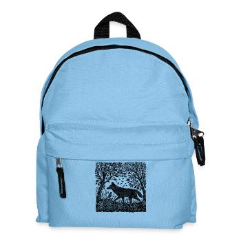 Wolf Forest Nature Wilderness Woodcut Gift - Kids' Backpack - light blue - Front