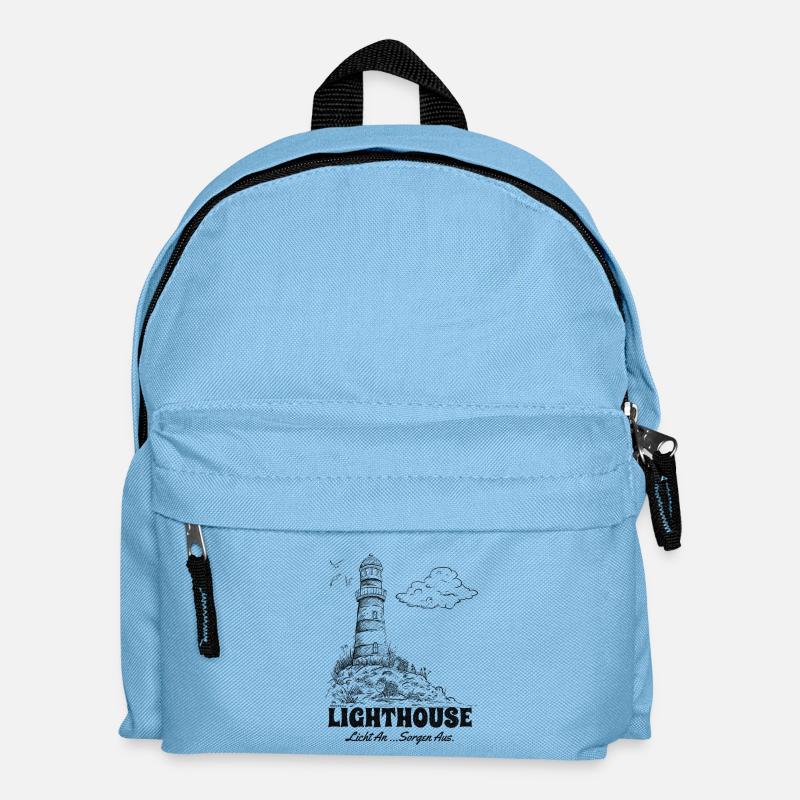 Leuchtturm Sketch Meer Urlaub Spruch - Kinder Rucksack - Hellblau