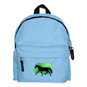 Pferd Pferde Rappe - Kinder Rucksack - Hellblau - Vorne