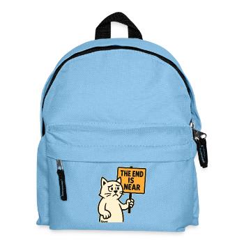 Traurige Katze mit „Das Ende naht“ - Kinder Rucksack - Hellblau - Vorne