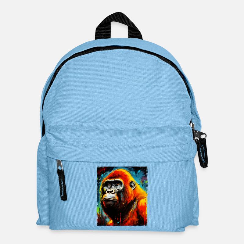 Gorilla Porträt - Kinder Rucksack - Hellblau