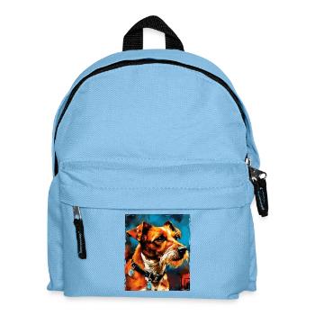 Jack Russel Terrier Hund Porträt - Kinder Rucksack - Hellblau - Vorne