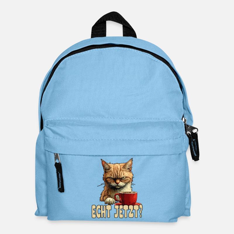 Drôle de chat avec du café et en disant - Sac à dos Enfant - bleu clair