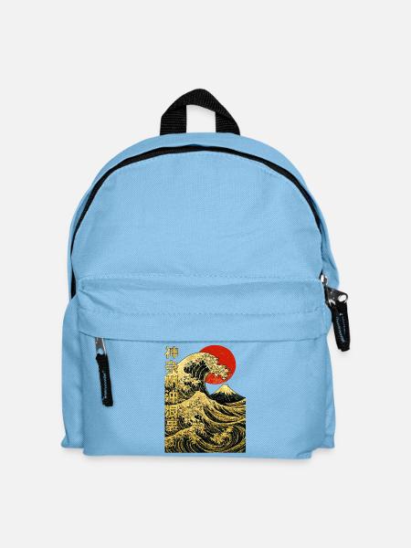 Goldene Große Welle Kanagawa - Hokusai Japanische - Kinder Rucksack - Hellblau