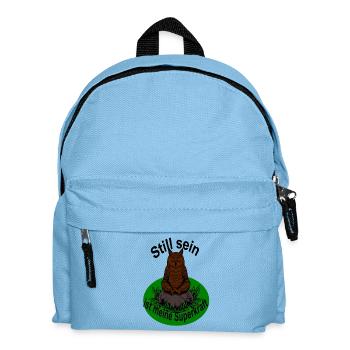 Stille ist eine Tugend, in der Meditation - Eule - Kinder Rucksack - Hellblau - Vorne