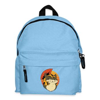 Roman Gladiator Cat Illustration - Kids' Backpack - light blue - Front
