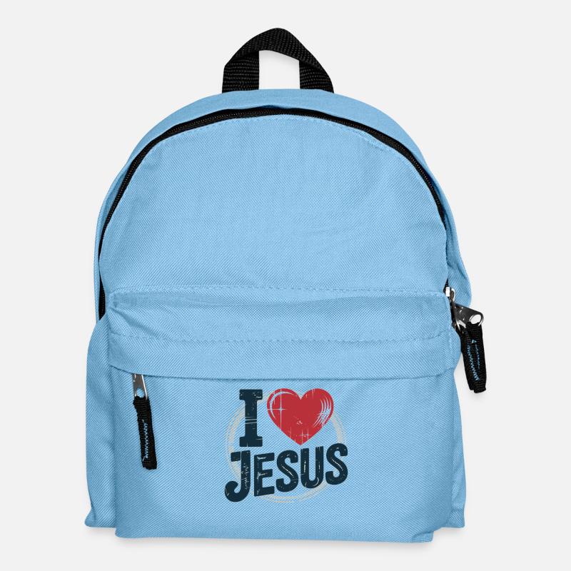 Herz Jesus Kreuz Design - Kinder Rucksack - Hellblau