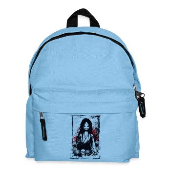 Creepy Manga Girl mit Kimono und Totenkopf - Kinder Rucksack - Hellblau - Vorne