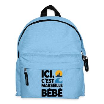 Hier ist es Marseille Baby Marseille Humor - Kinder Rucksack - Hellblau - Vorne