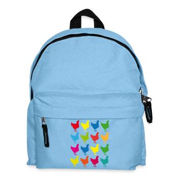 Bunte Hühner Silhouette Grafik - Kinder Rucksack - Hellblau - Vorne