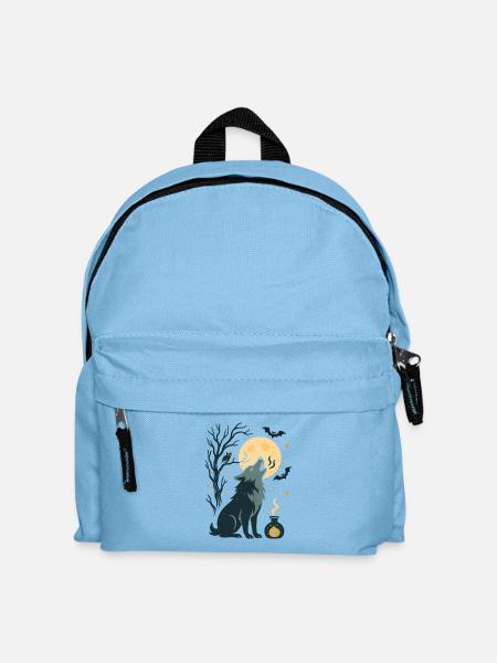 Mondvollwolf Heult Im Nachtwald - Kinder Rucksack - Hellblau