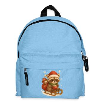 Christmas raccoon on sleigh - Kids' Backpack - light blue - Front
