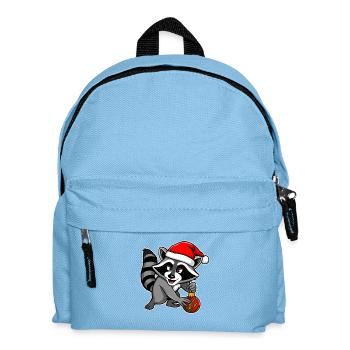 Waschbaer mit Santa-Hut Ornament - Kinder Rucksack - Hellblau - Vorne