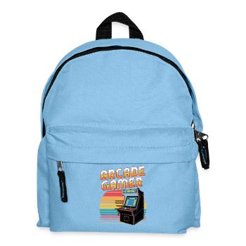 Arcade Gamer Retro Spielhalle Joystick Pixel - Kinder Rucksack - Hellblau - Vorne