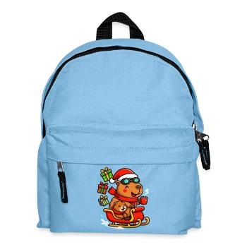 Christmas Capybara in a Sleigh – Cozy Chris - Kids' Backpack - light blue - Front