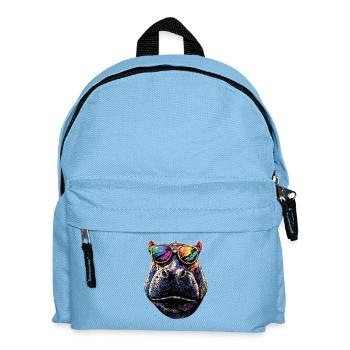 Nilpferd Flusspferd Mama Hippopotamus Cooles Hippo - Kinder Rucksack - Hellblau - Vorne
