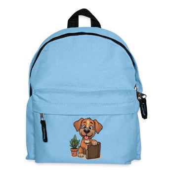 Petit chien avec livre et plante - Sac à dos Enfant - bleu clair - Devant